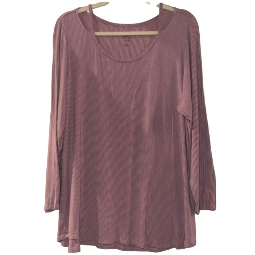 Westport Light Pink Open Shoulder Crew Neck Long Sleeve T-Shirt Sz 2X